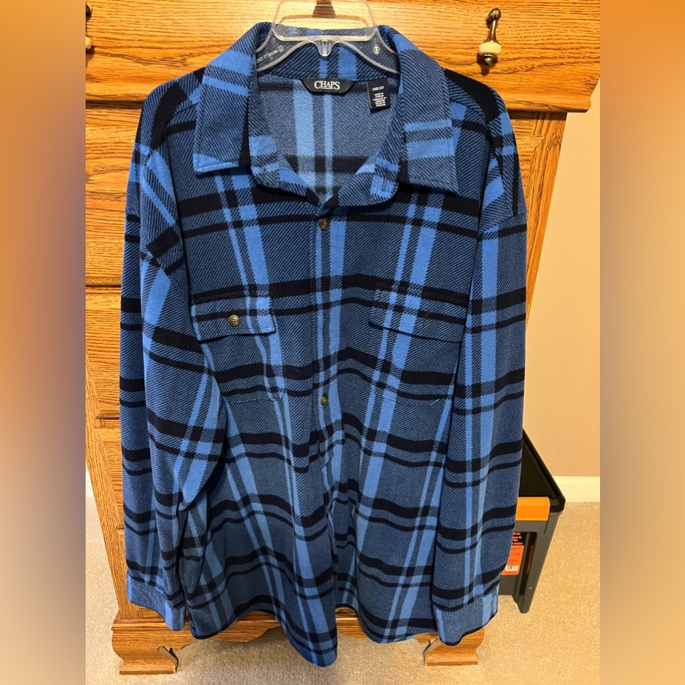 NEW, never worn 3XL Chaps fleece, long sleeve shirt